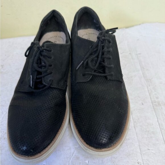 Clarks Sharon Crystal Leather Laces Comfort Soft Wedge Shoes Sneakers Oxford 7.5 - Picture 8 of 13